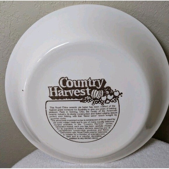 Vintage Apple Pie Recipe Plate USA 10” Stoneware Pie Dish Mid Century - Picture 3 of 6